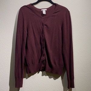 H&M maroon button up cardigan